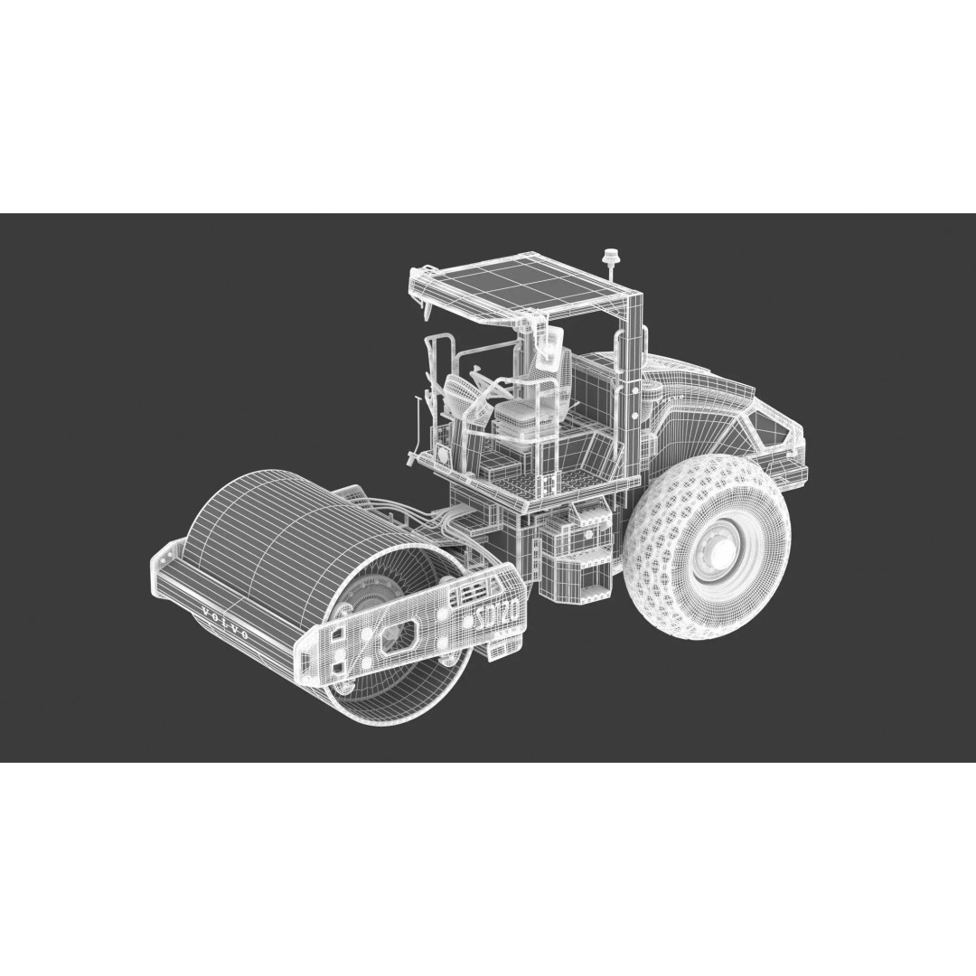 Volvo SD120 Soil Compactor 3D Model – High Poly PBR Asset, FBX/OBJ - View 4