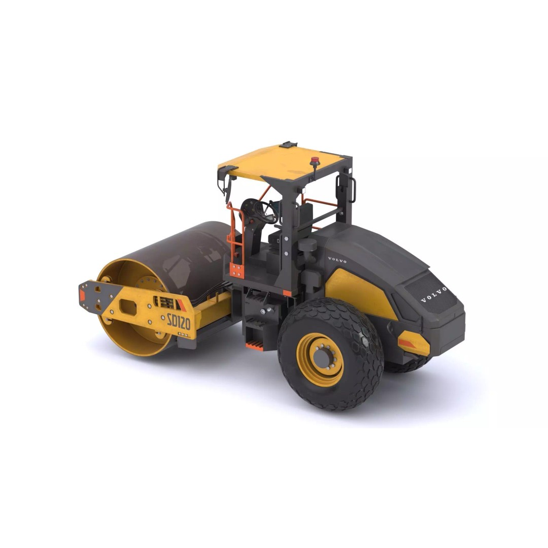 Volvo SD120 Soil Compactor 3D Model – High Poly PBR Asset, FBX/OBJ - View 5