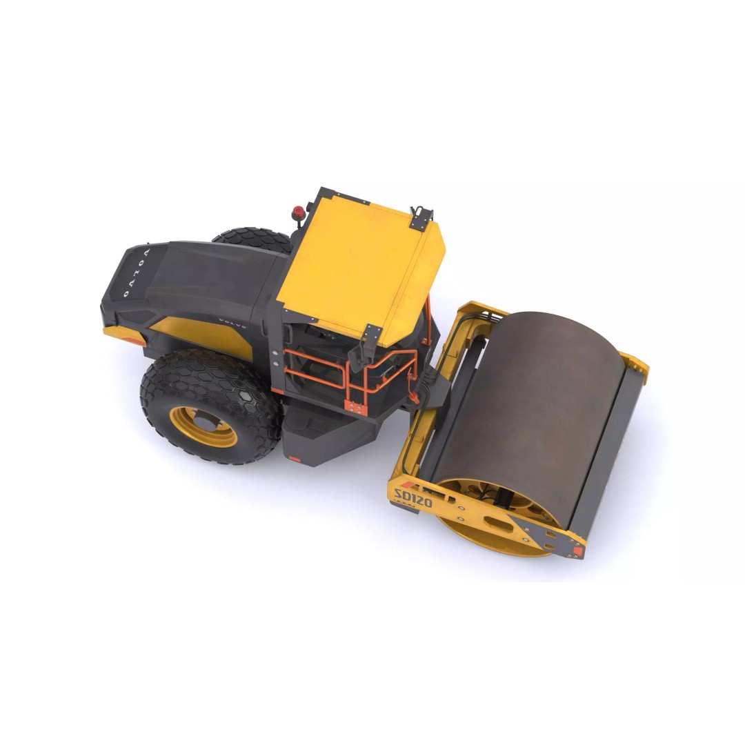 Volvo SD120 Soil Compactor 3D Model – High Poly PBR Asset, FBX/OBJ - View 7