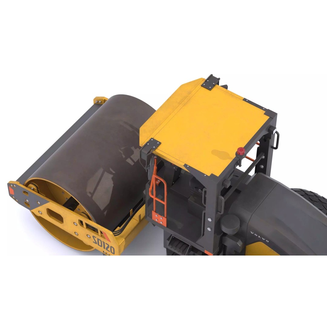 Volvo SD120 Soil Compactor 3D Model – High Poly PBR Asset, FBX/OBJ - View 9