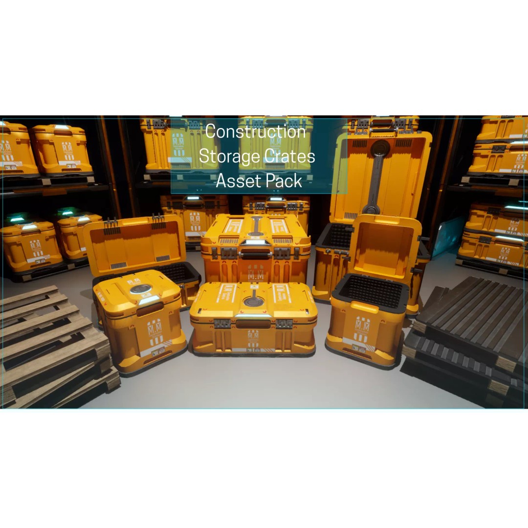 Construction Storage Crates 3D Model – Low Poly Game Ready Asset Pack - View 3