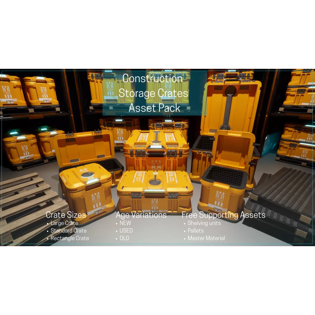 Construction Storage Crates 3D Model – Low Poly Game Ready Asset Pack - View 4