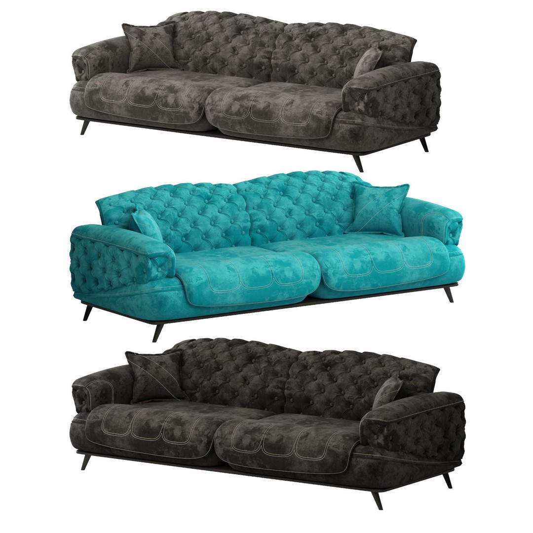 Casette Modern Sofa 3D Model – PBR Textured, Game Ready, FBX & OBJ - View 4