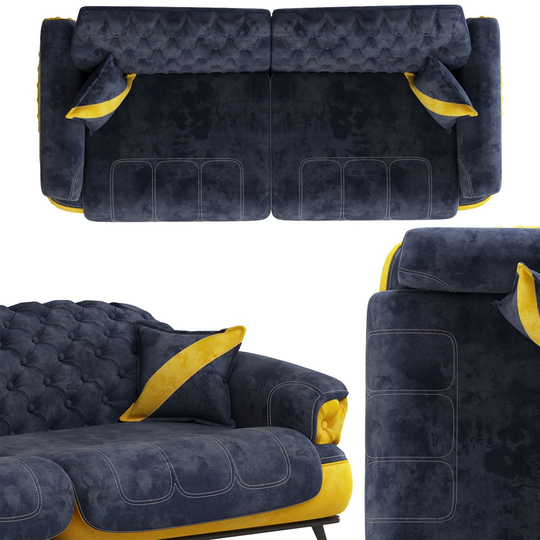 Casette Modern Sofa 3D Model – PBR Textured, Game Ready, FBX & OBJ - View 5