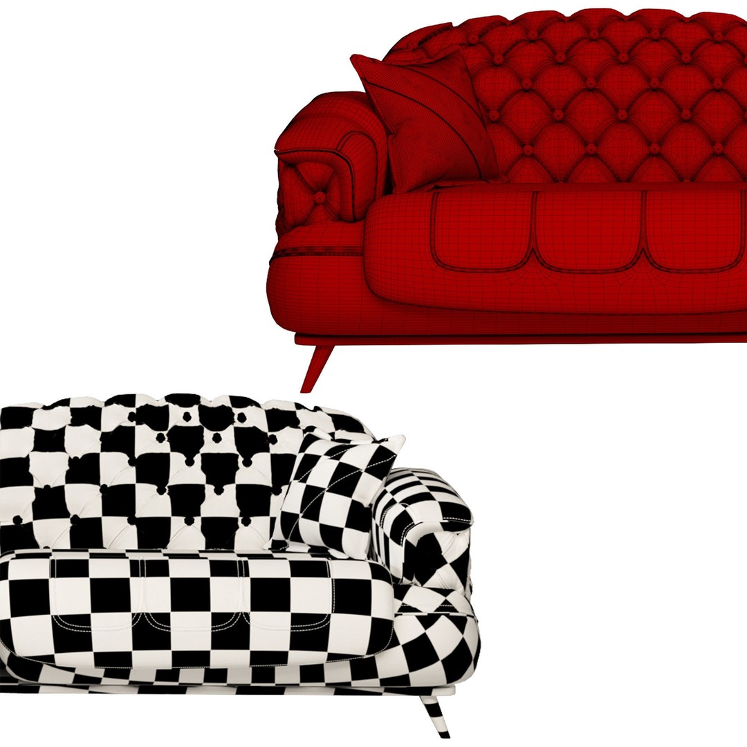 Casette Modern Sofa 3D Model – PBR Textured, Game Ready, FBX & OBJ - View 6