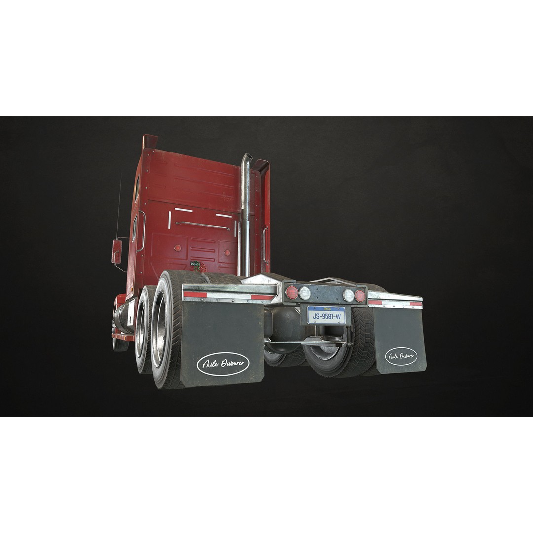 Semi Truck 3D Model – Low Poly Game Ready Livestock Trailer, FBX - View 16