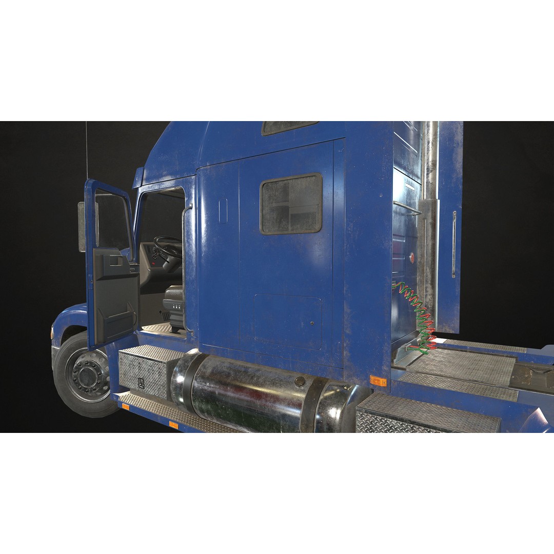 Semi Truck 3D Model – Low Poly Game Ready Livestock Trailer, FBX - View 17