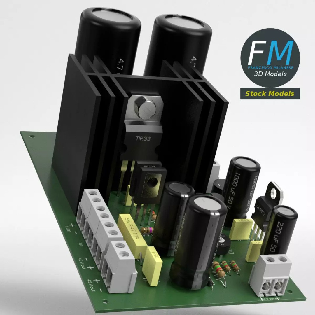 Electronic Circuit 3D Model – PBR Textures, Game Ready, FBX/OBJ - View 2