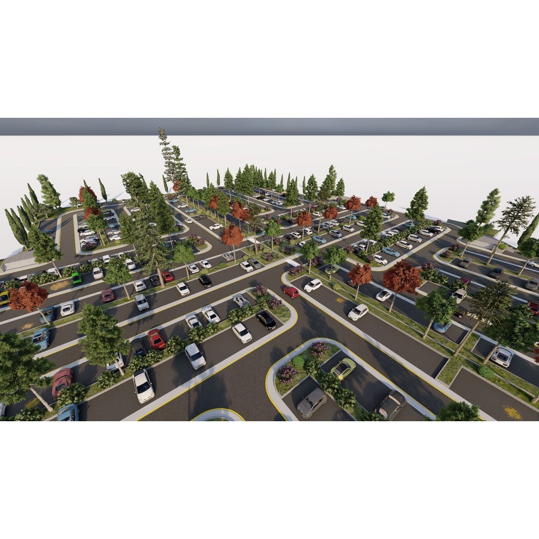 Parking Lot 3D Model – Realistic Low Poly Game Asset, FBX, OBJ - View 17
