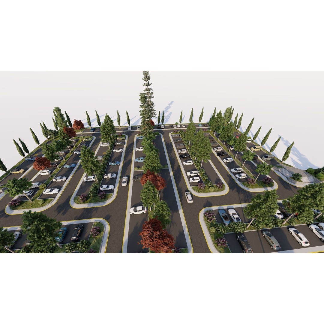 Parking Lot 3D Model – Realistic Low Poly Game Asset, FBX, OBJ - View 19