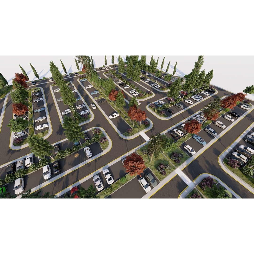 Parking Lot 3D Model – Realistic Low Poly Game Asset, FBX, OBJ - View 20