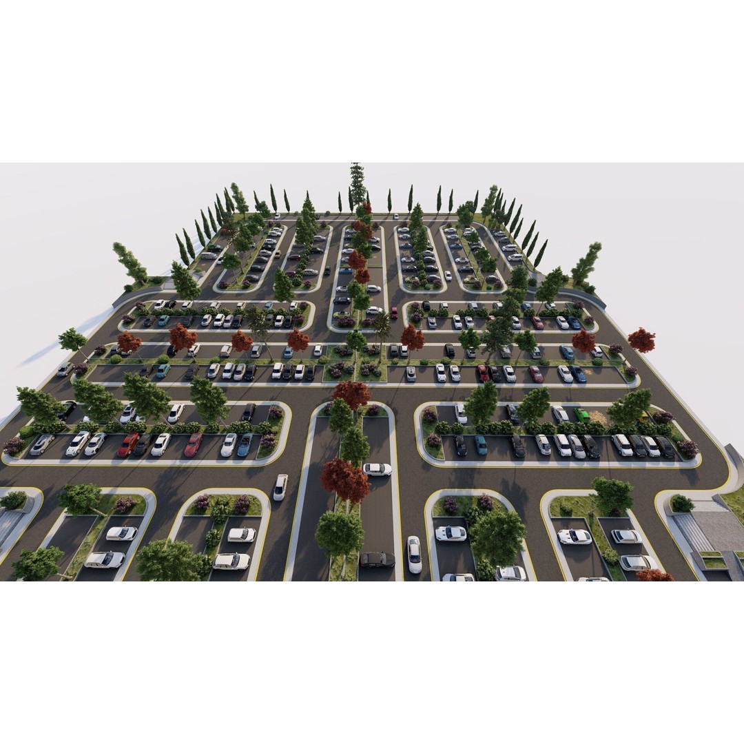 Parking Lot 3D Model – Realistic Low Poly Game Asset, FBX, OBJ - View 21