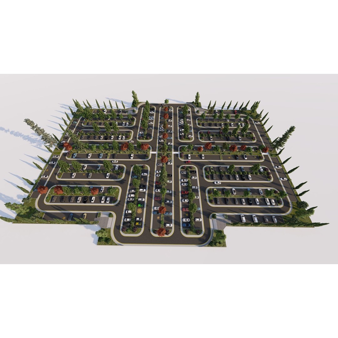 Parking Lot 3D Model – Realistic Low Poly Game Asset, FBX, OBJ - View 6