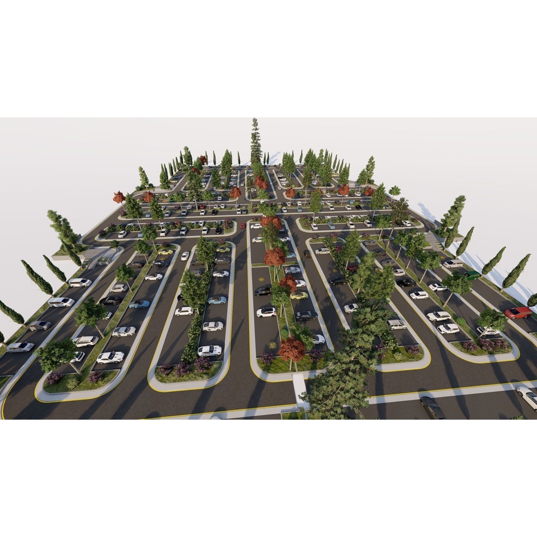 Parking Lot 3D Model – Realistic Low Poly Game Asset, FBX, OBJ - View 8