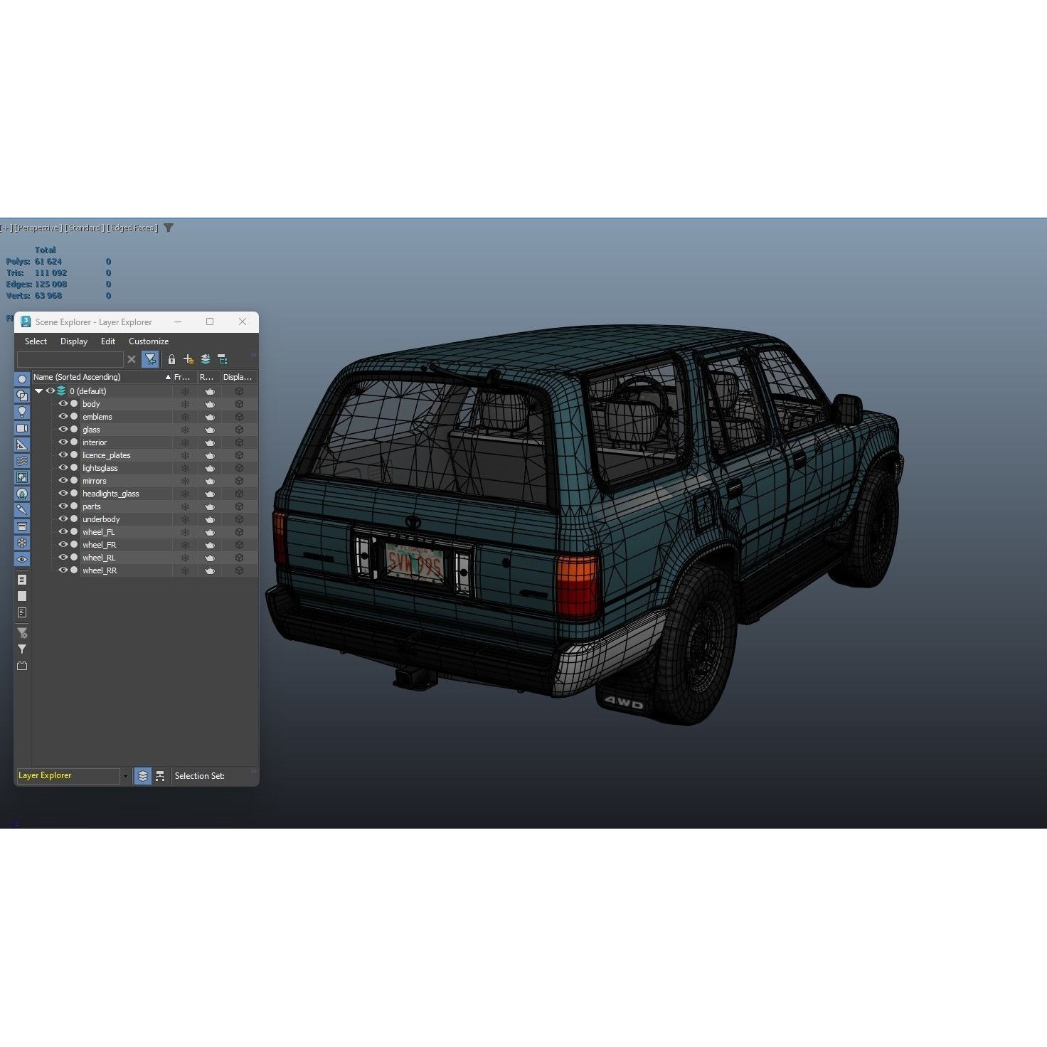 1990 Toyota 4Runner - Low-Poly Game-Ready 3D Model - View 37