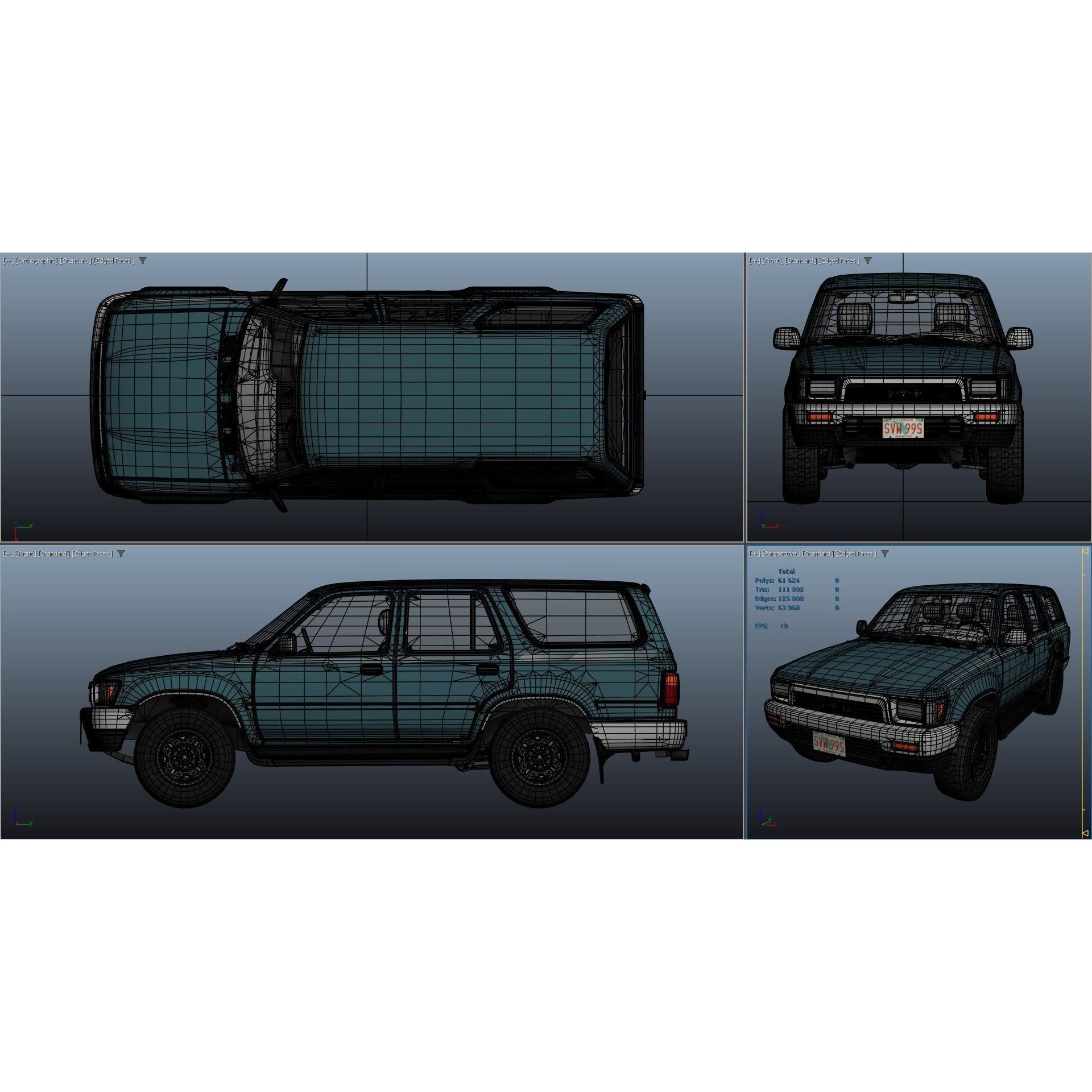1990 Toyota 4Runner - Low-Poly Game-Ready 3D Model - View 38