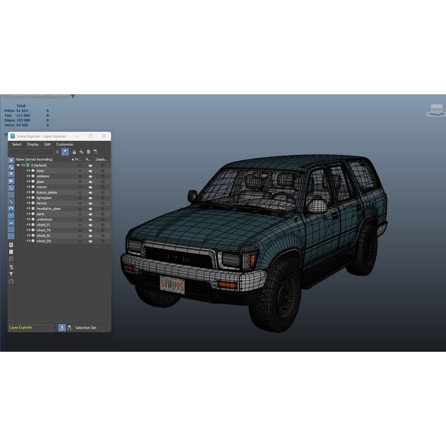 1990 Toyota 4Runner - Low-Poly Game-Ready 3D Model - View 39