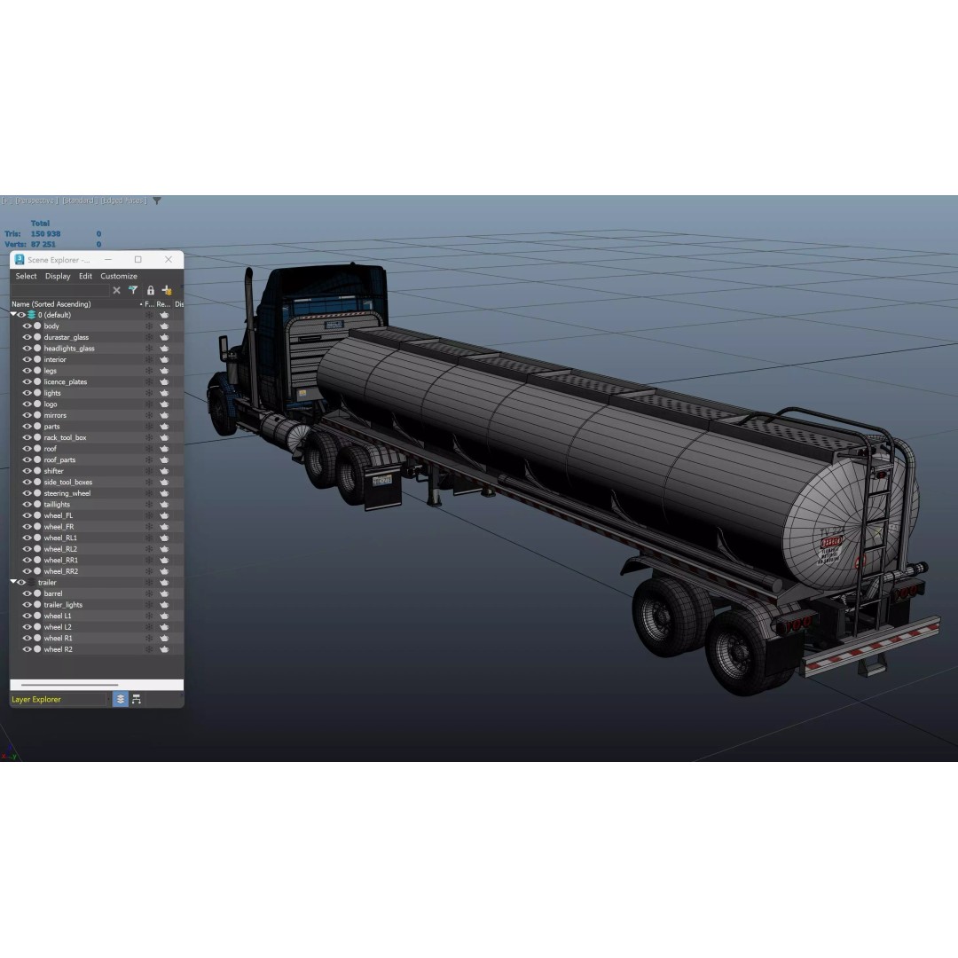 International LoneStar Fuel Trailer 3D Model – Low Poly Game Ready FBX - View 46