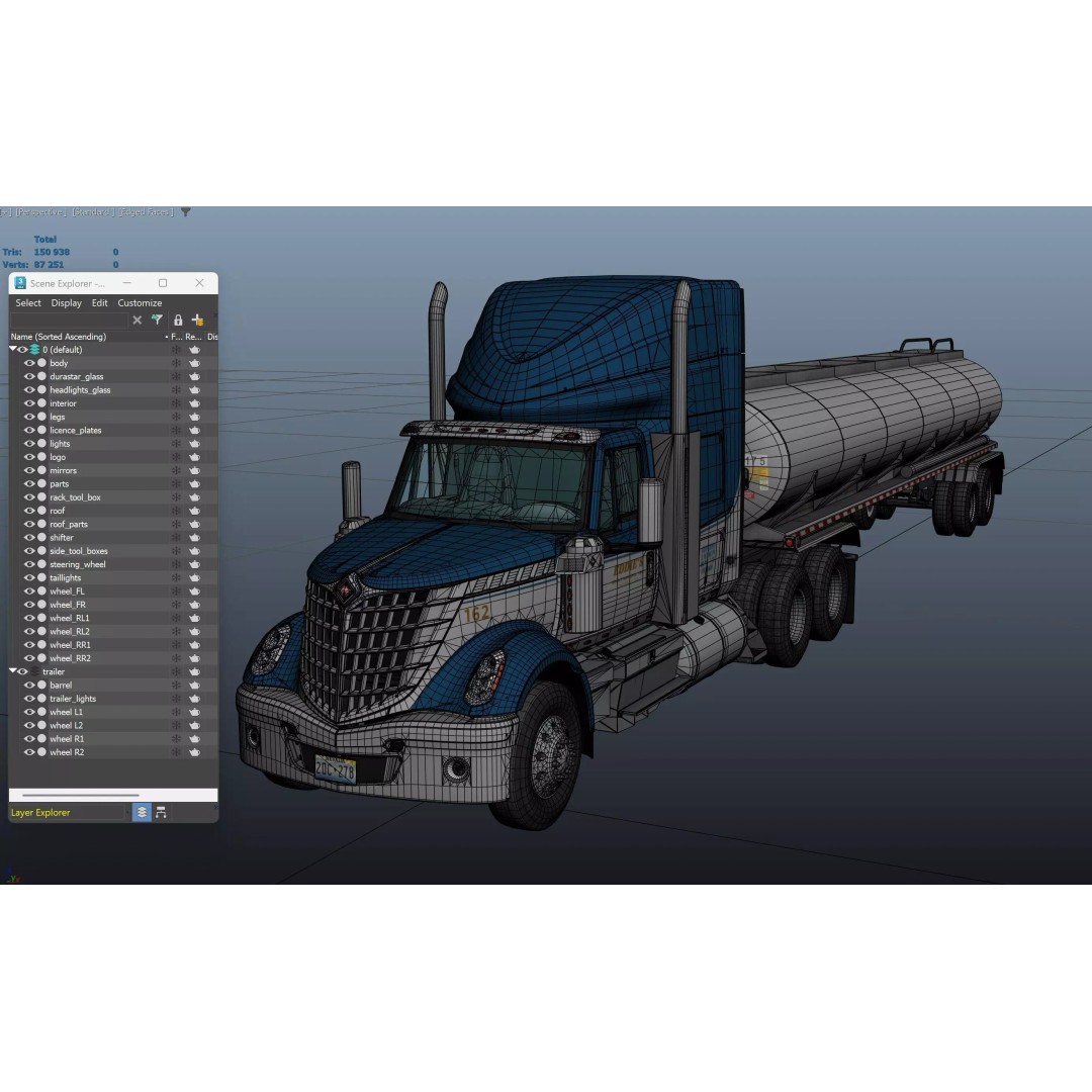 International LoneStar Fuel Trailer 3D Model – Low Poly Game Ready FBX - View 48