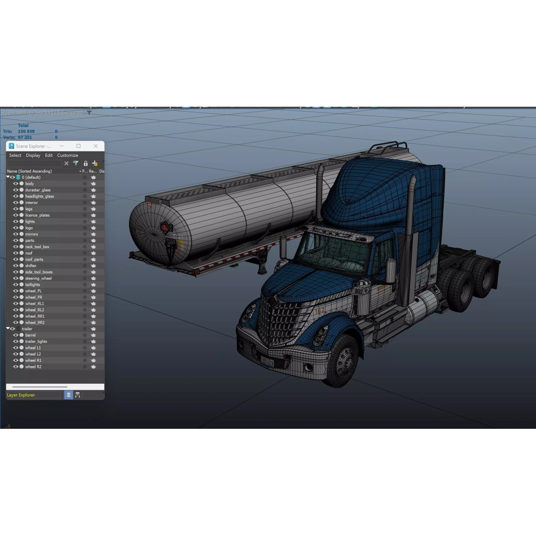 International LoneStar Fuel Trailer 3D Model – Low Poly Game Ready FBX - View 49