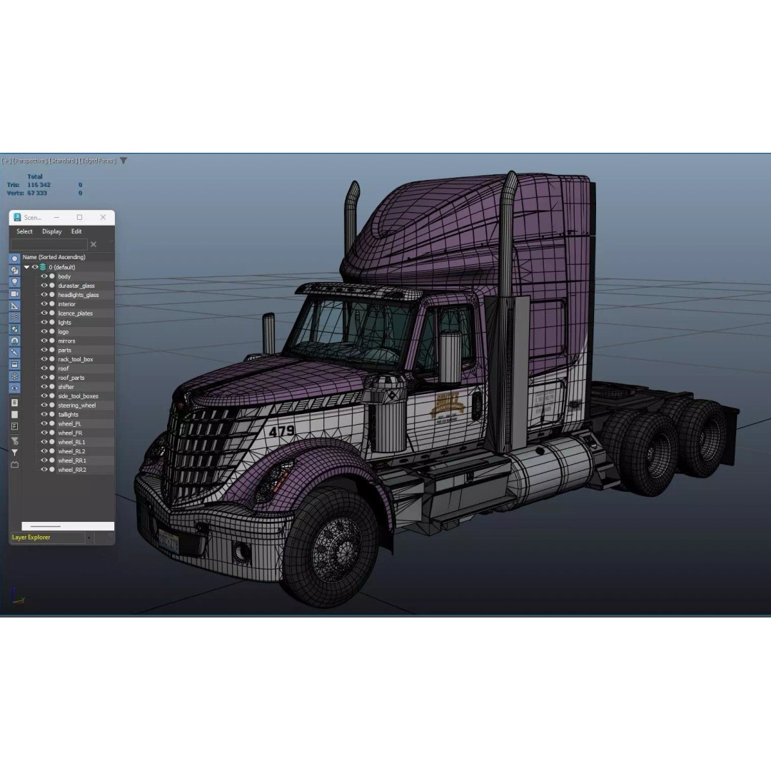 International LoneStar Fuel Trailer 3D Model – Low Poly Game Ready FBX - View 55
