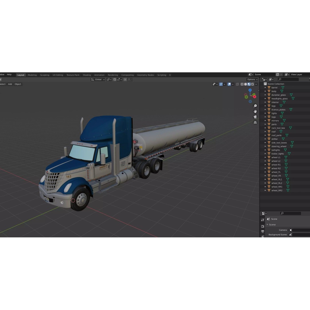International LoneStar Fuel Trailer 3D Model – Low Poly Game Ready FBX - View 56