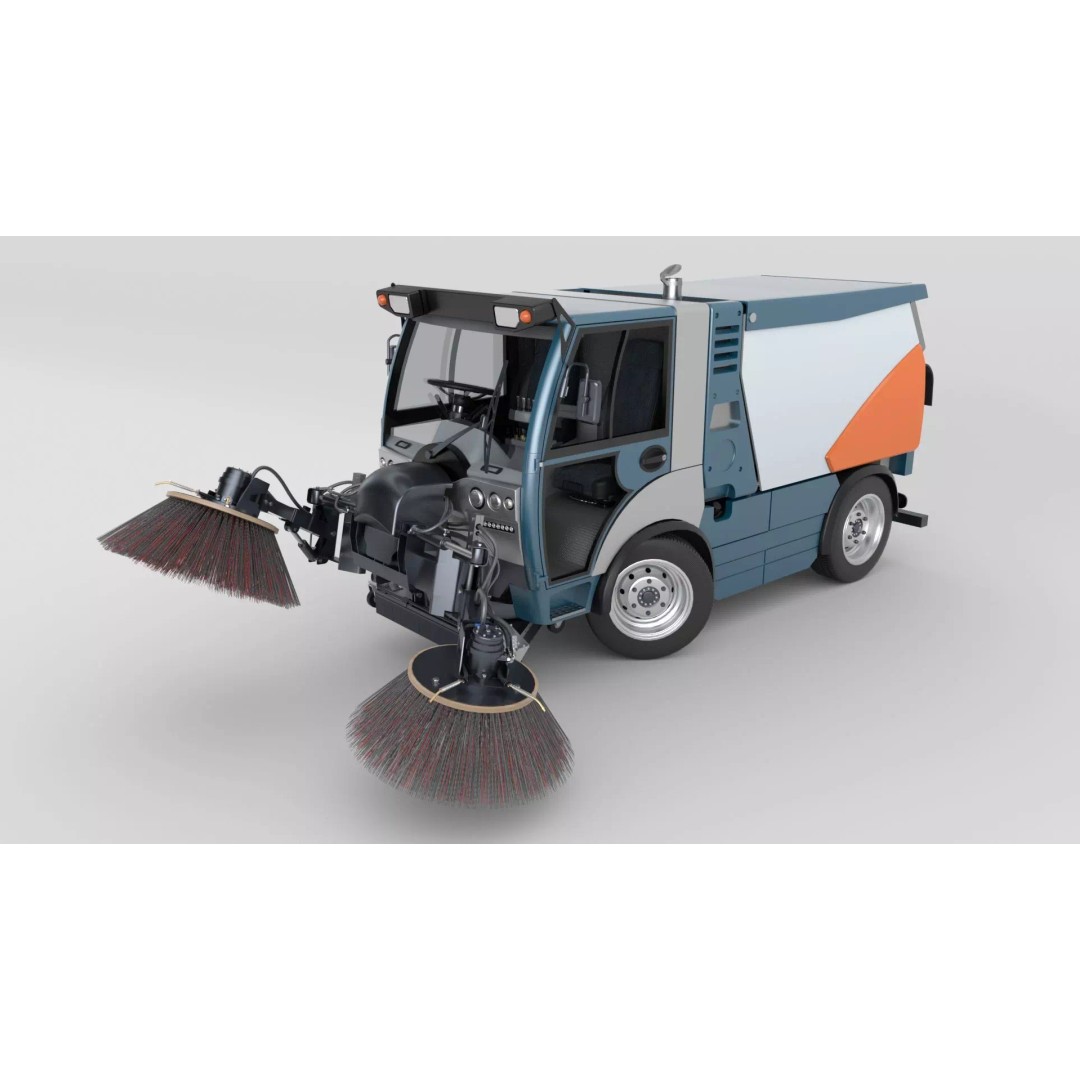 Street Sweeper 3D Model – Rigged Animated Vehicle for Scenes - View 10
