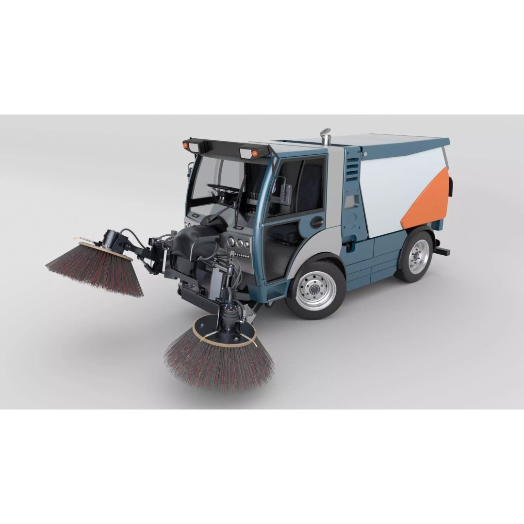 Street Sweeper 3D Model – Rigged Animated Vehicle for Scenes - View 12