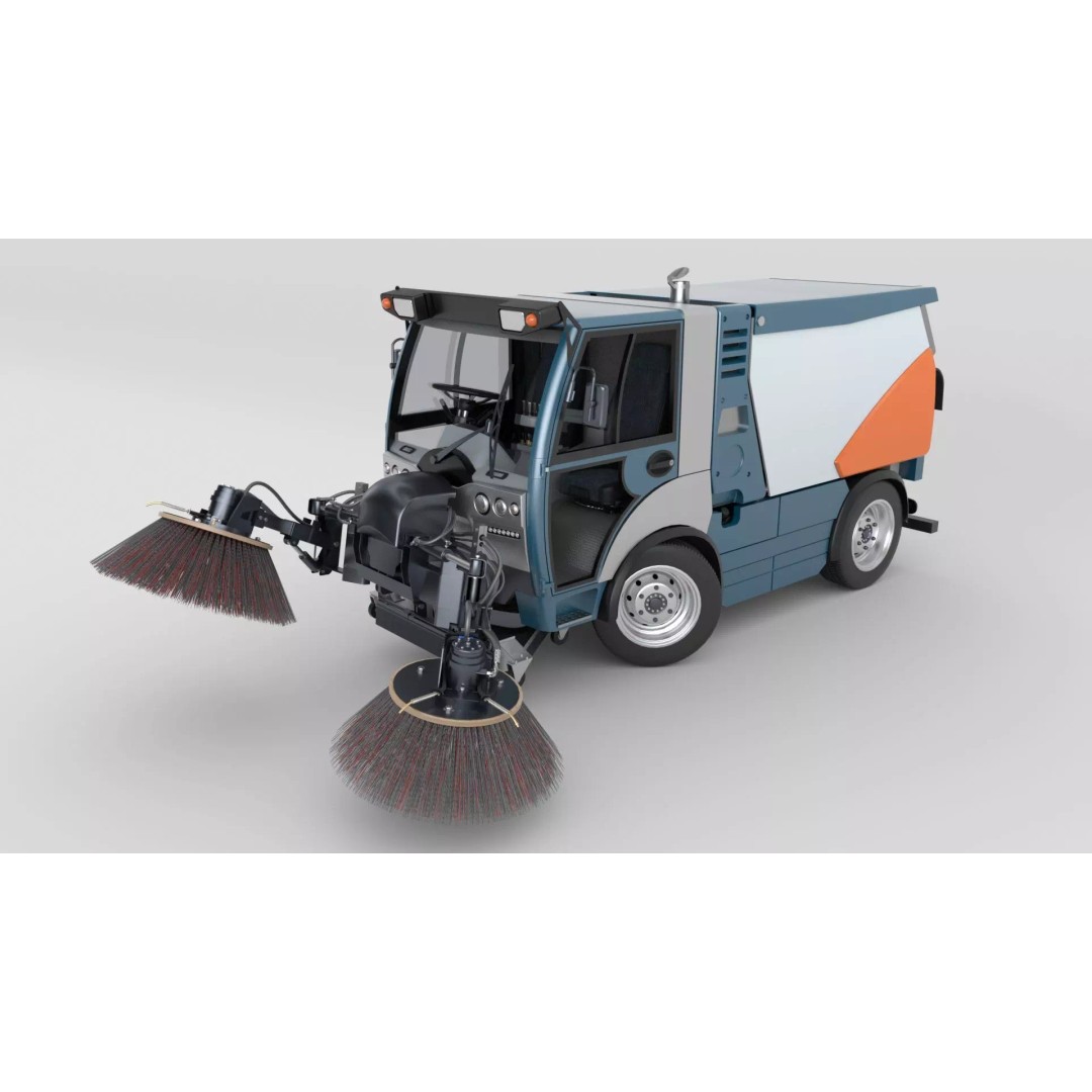 Street Sweeper 3D Model – Rigged Animated Vehicle for Scenes - View 13