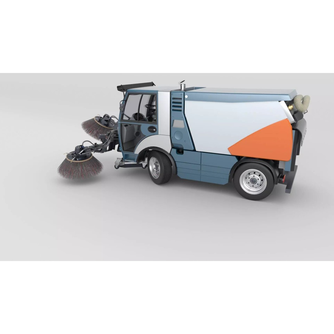 Street Sweeper 3D Model – Rigged Animated Vehicle for Scenes - View 5