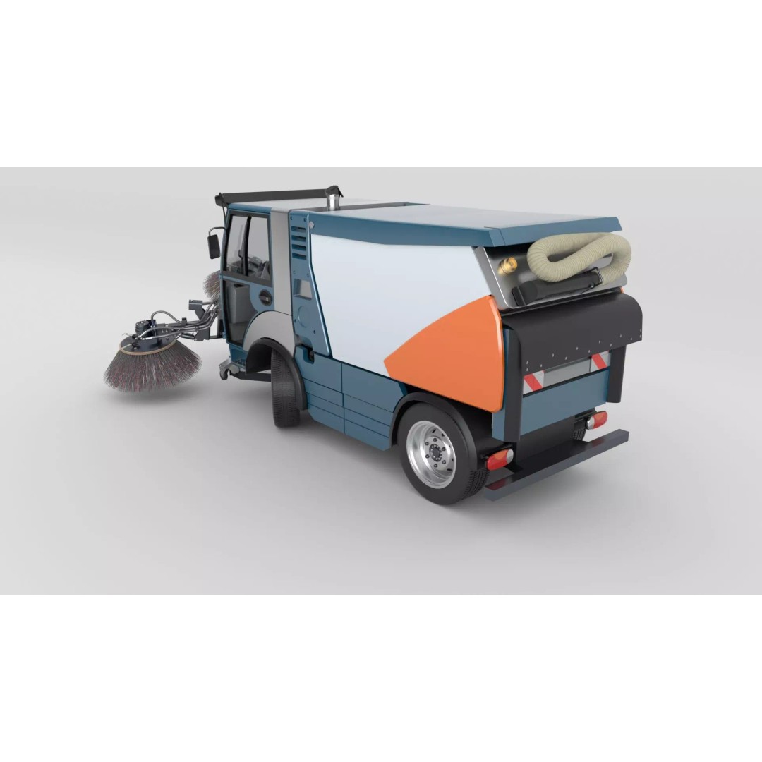 Street Sweeper 3D Model – Rigged Animated Vehicle for Scenes - View 6