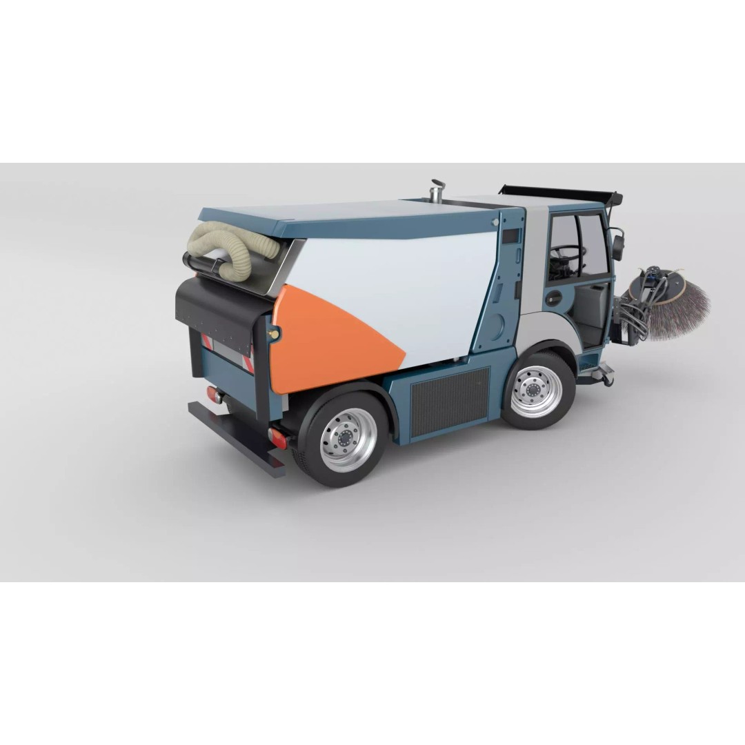 Street Sweeper 3D Model – Rigged Animated Vehicle for Scenes - View 7
