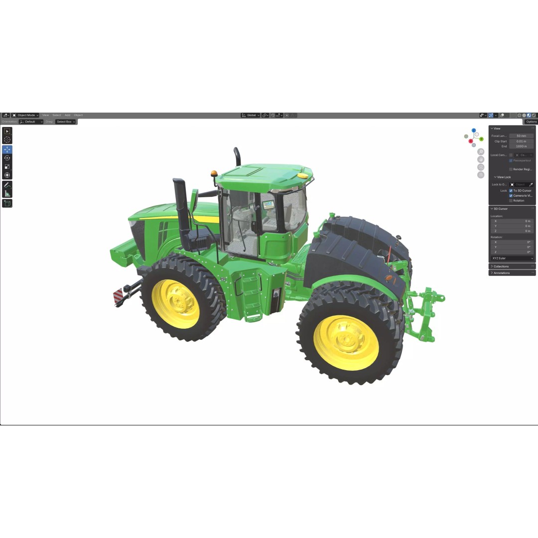 John Deere Tractor 3D Model – Low Poly Game Asset, Blender, FBX - View 10