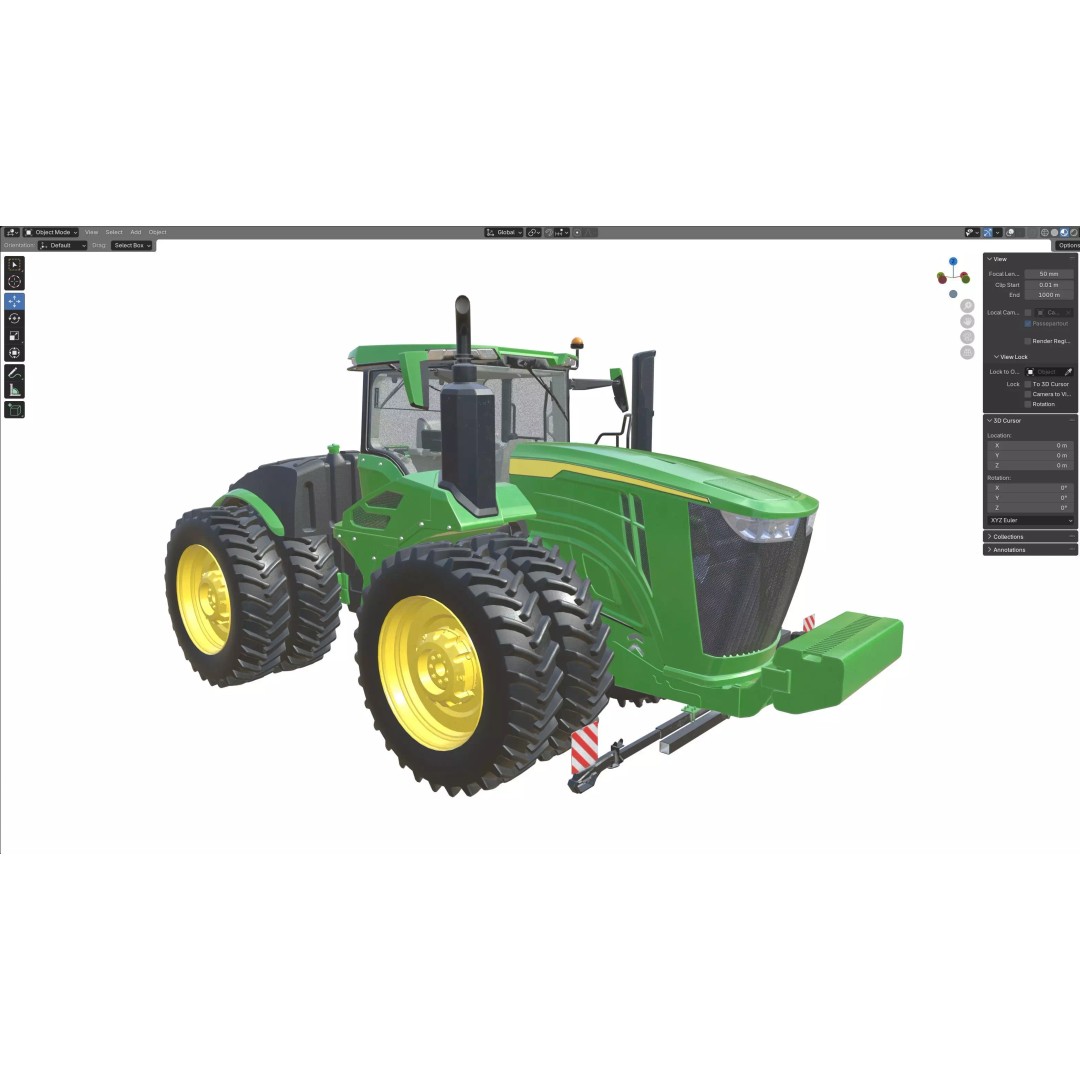 John Deere Tractor 3D Model – Low Poly Game Asset, Blender, FBX - View 14