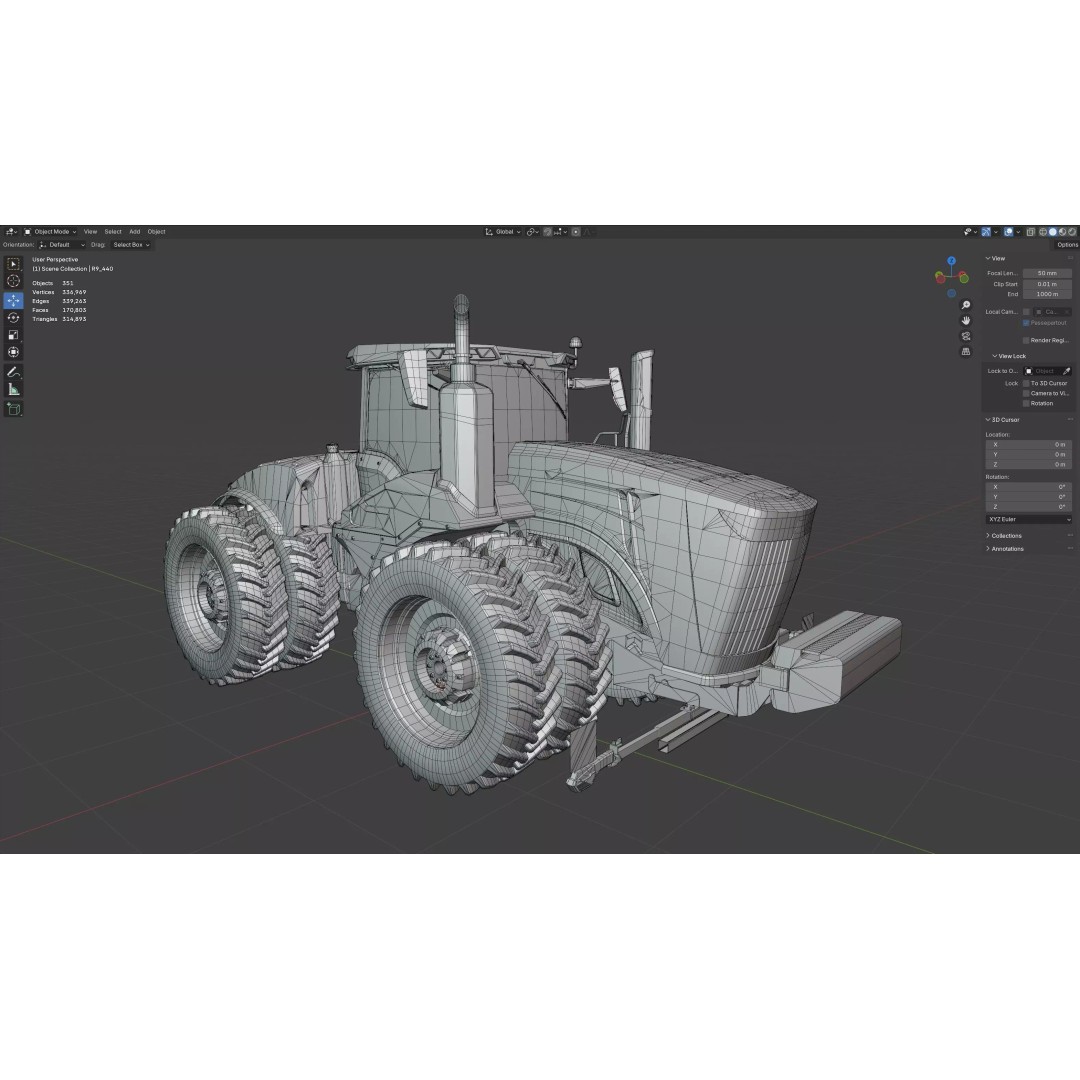 John Deere Tractor 3D Model – Low Poly Game Asset, Blender, FBX - View 33