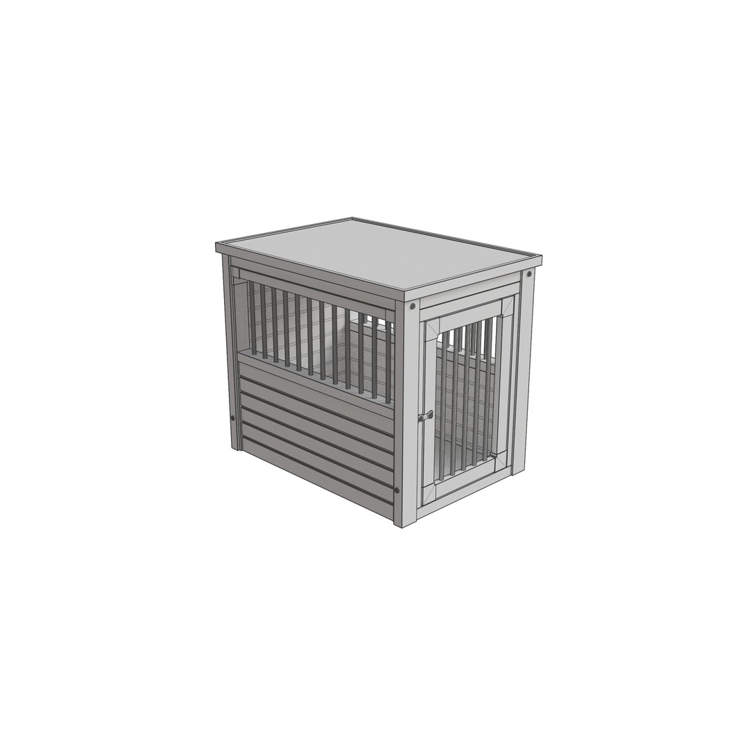 Medium Dog Crate 3D Model – Low Poly Furniture Style, FBX - View 6