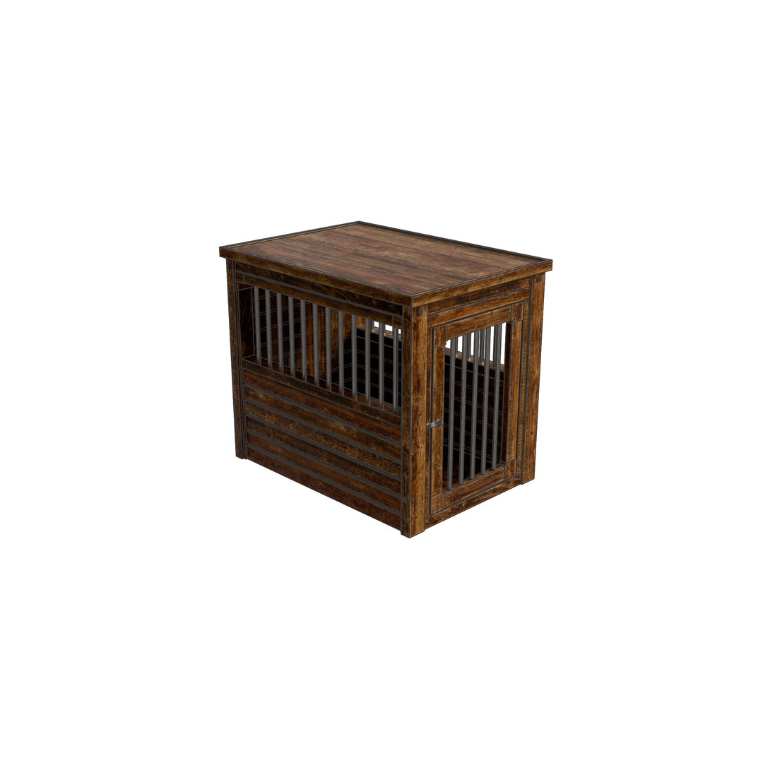 Medium Dog Crate 3D Model – Low Poly Furniture Style, FBX - View 7