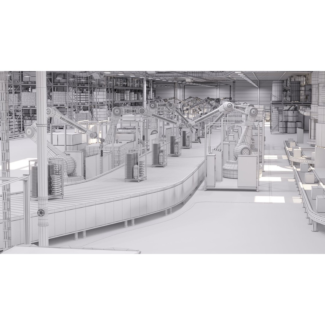 Production Line 3D Model – Detailed Industrial Environment, FBX, OBJ - View 10