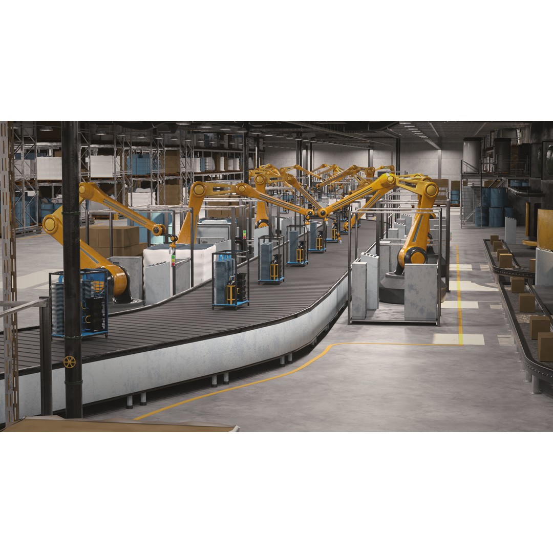 Production Line 3D Model – Detailed Industrial Environment, FBX, OBJ - View 12