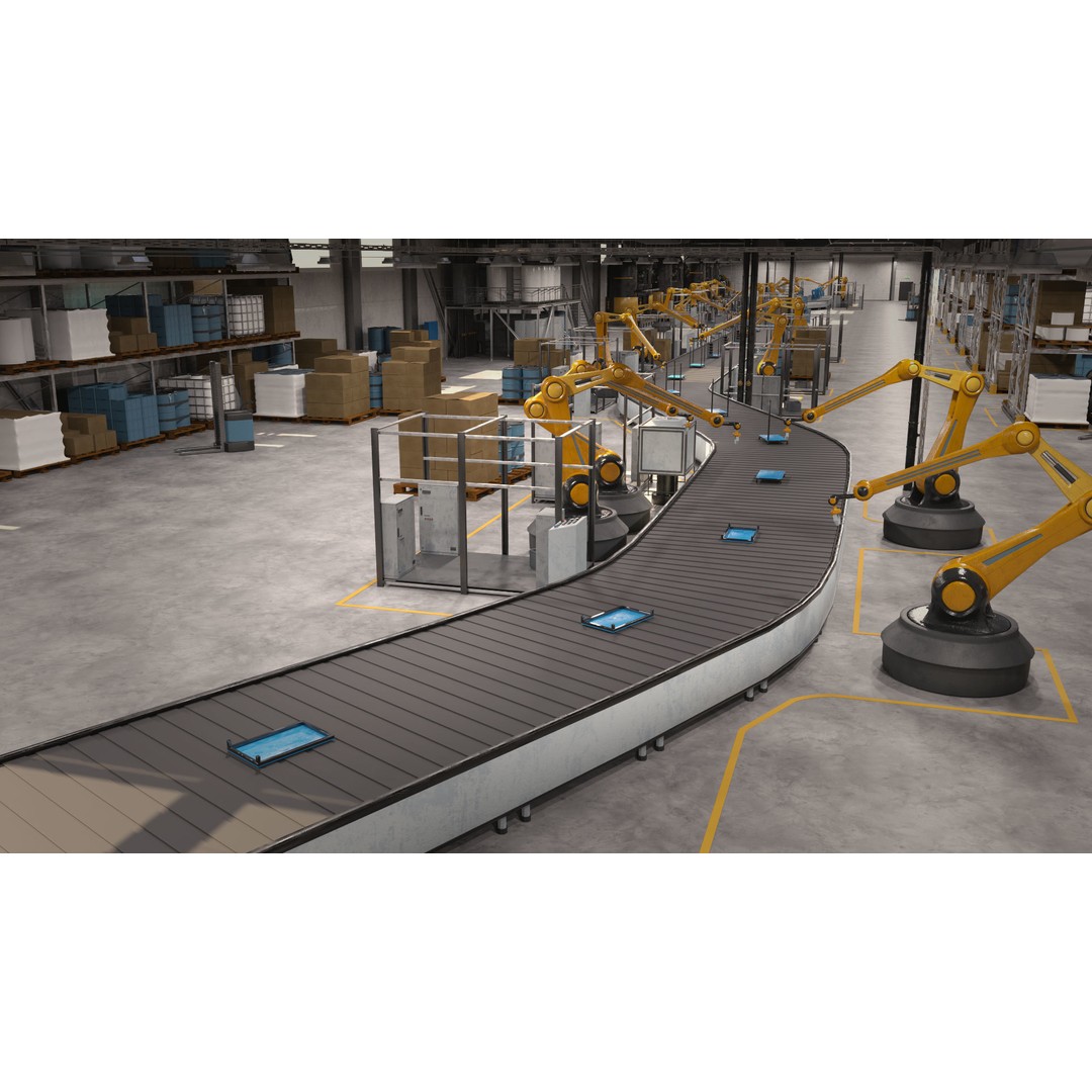 Production Line 3D Model – Detailed Industrial Environment, FBX, OBJ - View 14