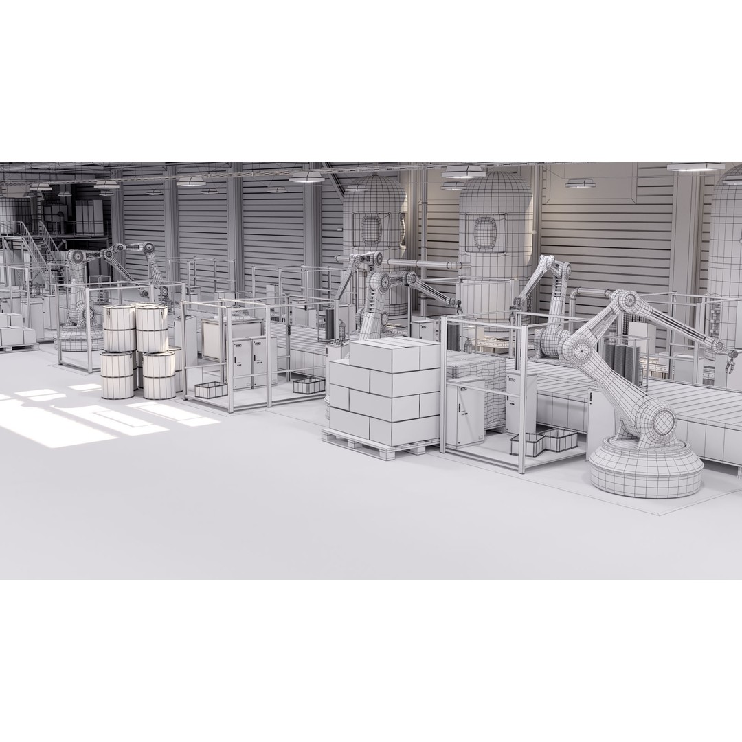 Production Line 3D Model – Detailed Industrial Environment, FBX, OBJ - View 15