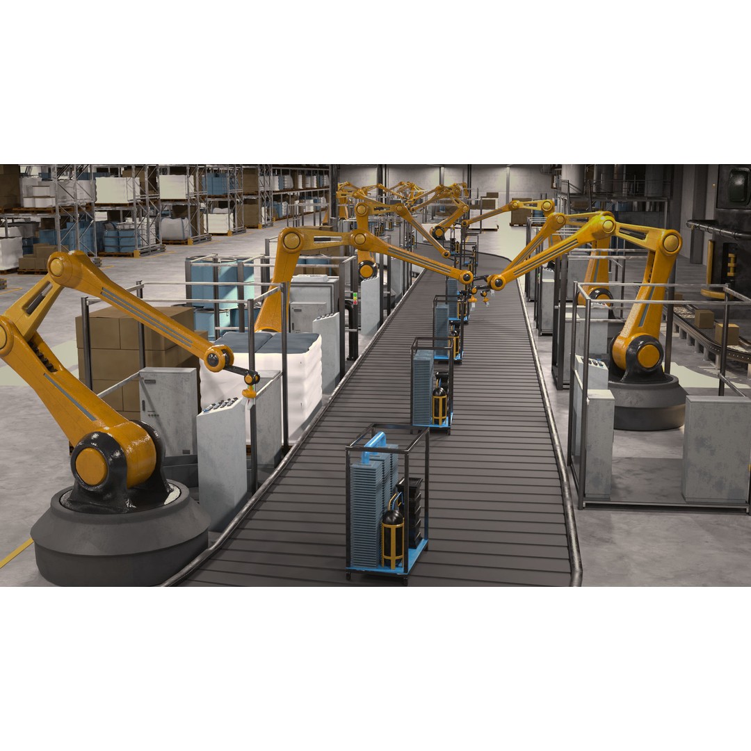 Production Line 3D Model – Detailed Industrial Environment, FBX, OBJ - View 16