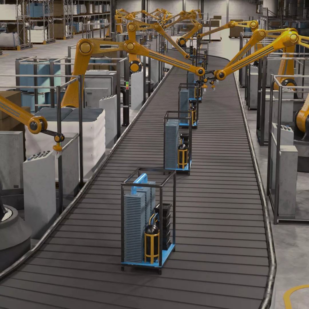 Production Line 3D Model – Detailed Industrial Environment, FBX, OBJ - View 2