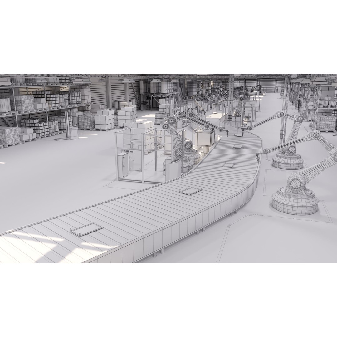 Production Line 3D Model – Detailed Industrial Environment, FBX, OBJ - View 3