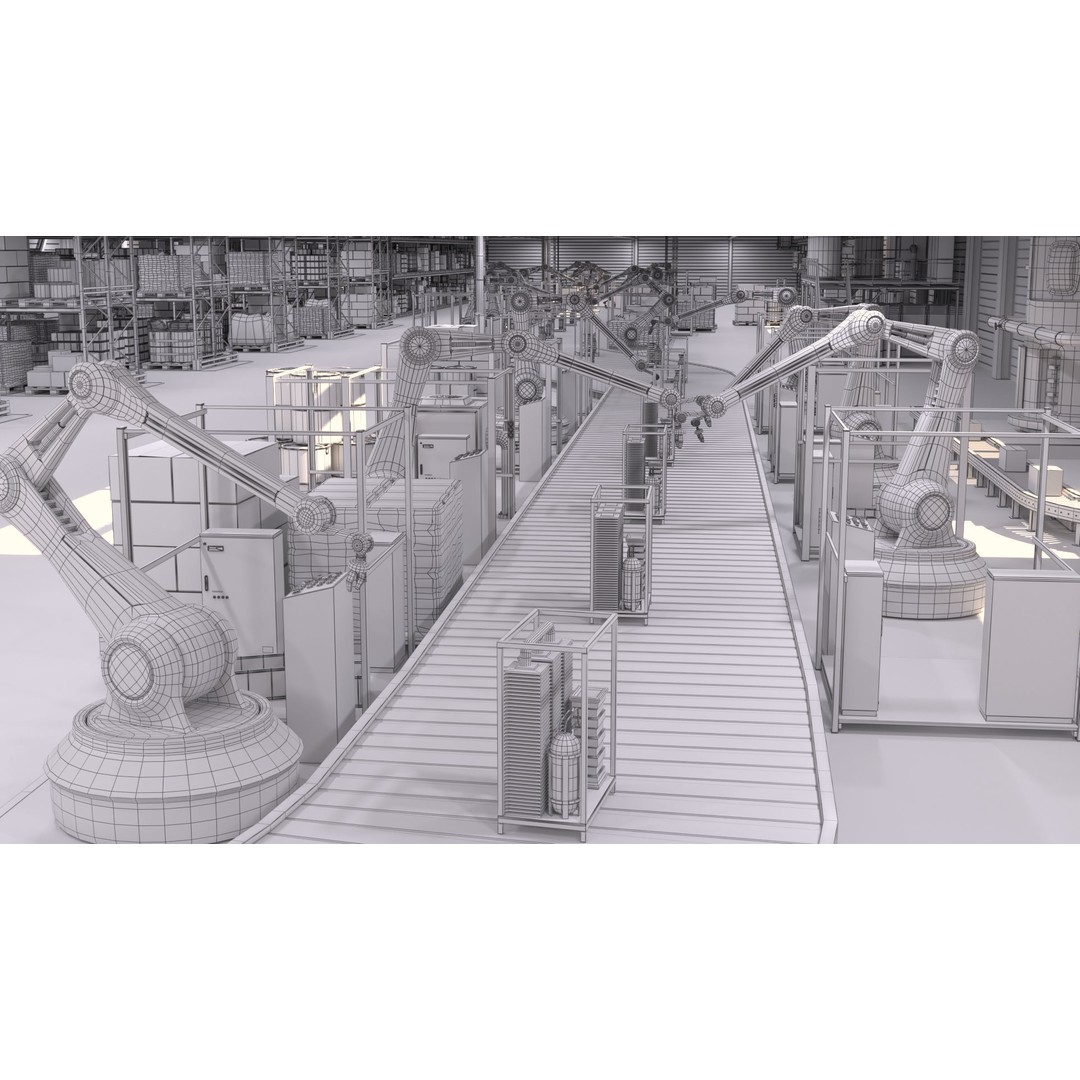 Production Line 3D Model – Detailed Industrial Environment, FBX, OBJ - View 4