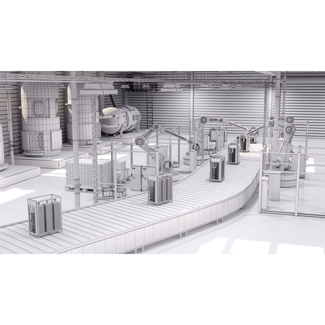 Production Line 3D Model – Detailed Industrial Environment, FBX, OBJ - View 5