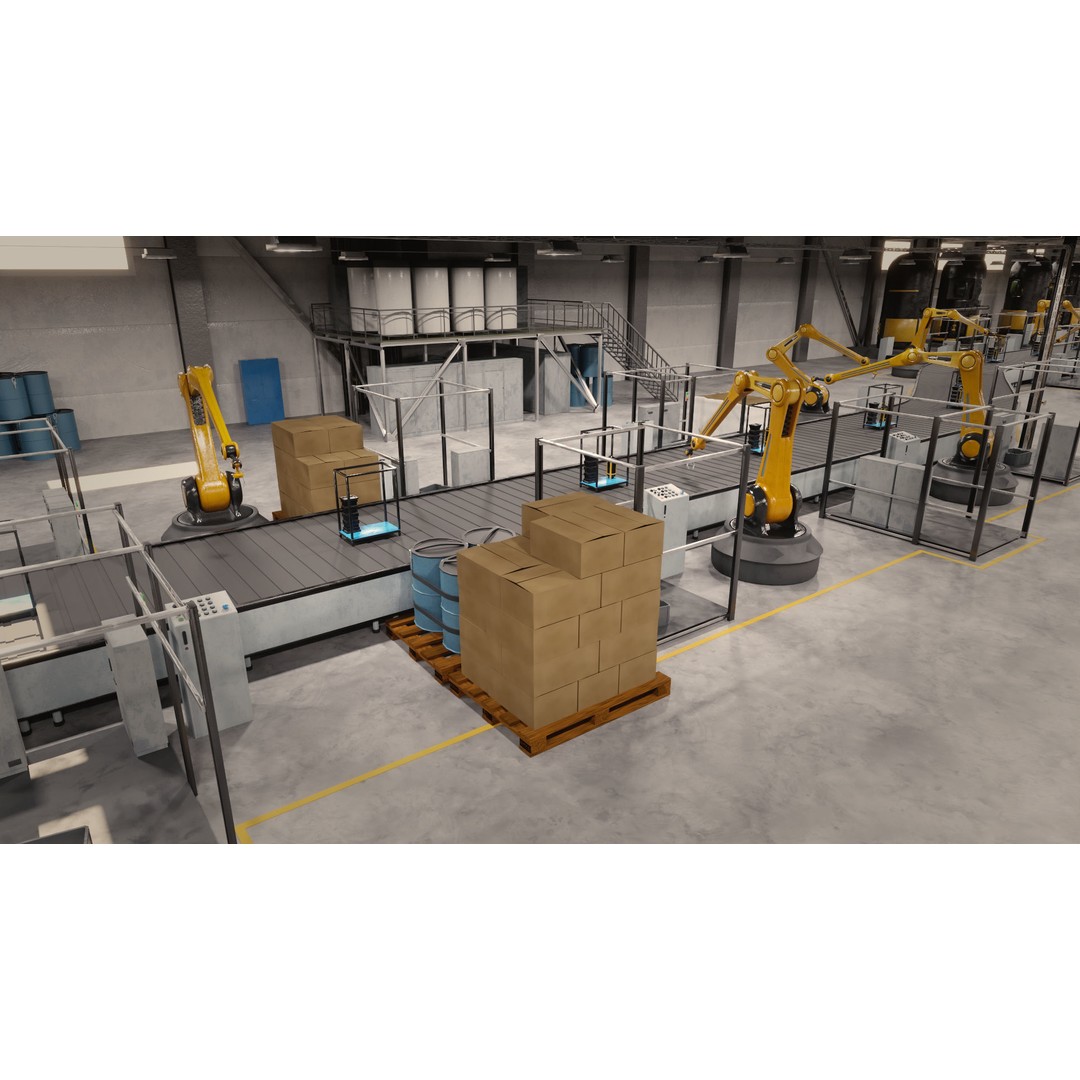 Production Line 3D Model – Detailed Industrial Environment, FBX, OBJ - View 7