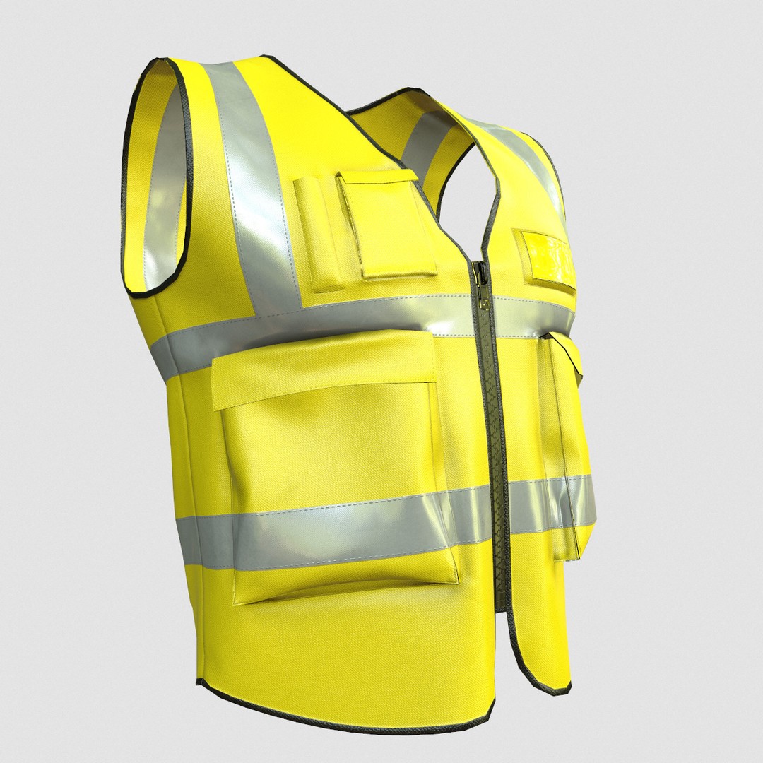 Reflective Safety Vest 3D Model – Low Poly Game-Ready Asset, FBX, Blender - View 10