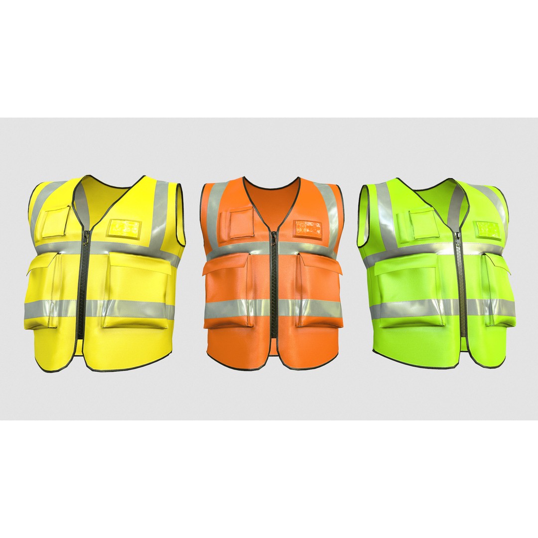 Reflective Safety Vest 3D Model – Low Poly Game-Ready Asset, FBX, Blender - View 11