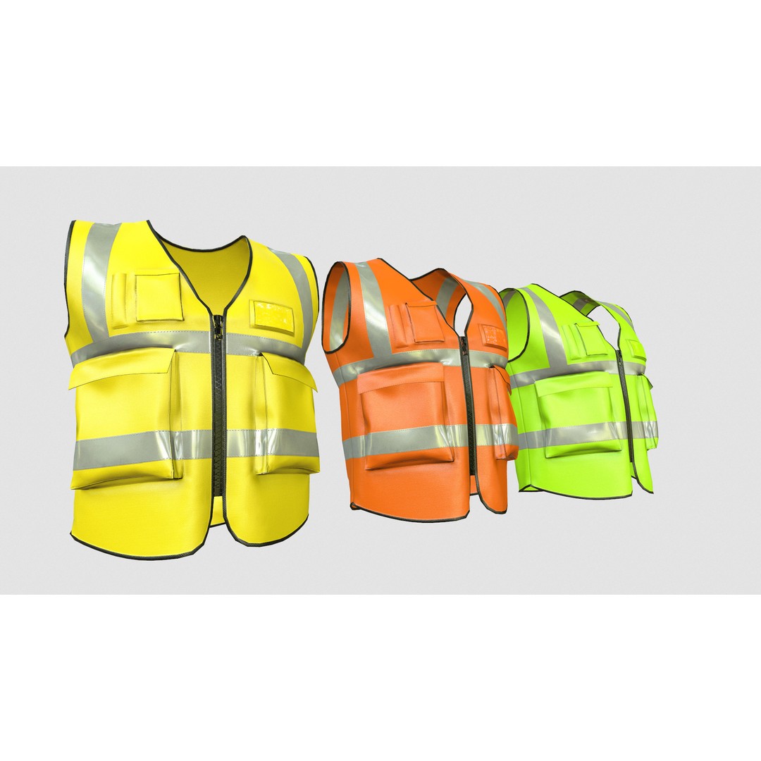 Reflective Safety Vest 3D Model – Low Poly Game-Ready Asset, FBX, Blender - View 14